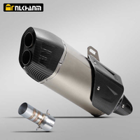 BM ADV R1300GS R1300 GS የሞተርሳይክል ጭስ ማውጫ መካከለኛ ክፍል አዲስ የካርቦን ተንሸራታች የተሻሻለ ሙፍለር ከመሃል ቧንቧ ግንኙነት ጋር