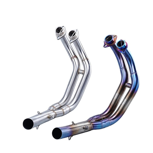 2014-2021 Yama MT07 FZ07 XSR700 Moto Racing Silenciador de escape meio azul deslizamento dianteiro tubo de a&ccedil;o inoxid&aacute;vel nova condi&ccedil;&atilde;o