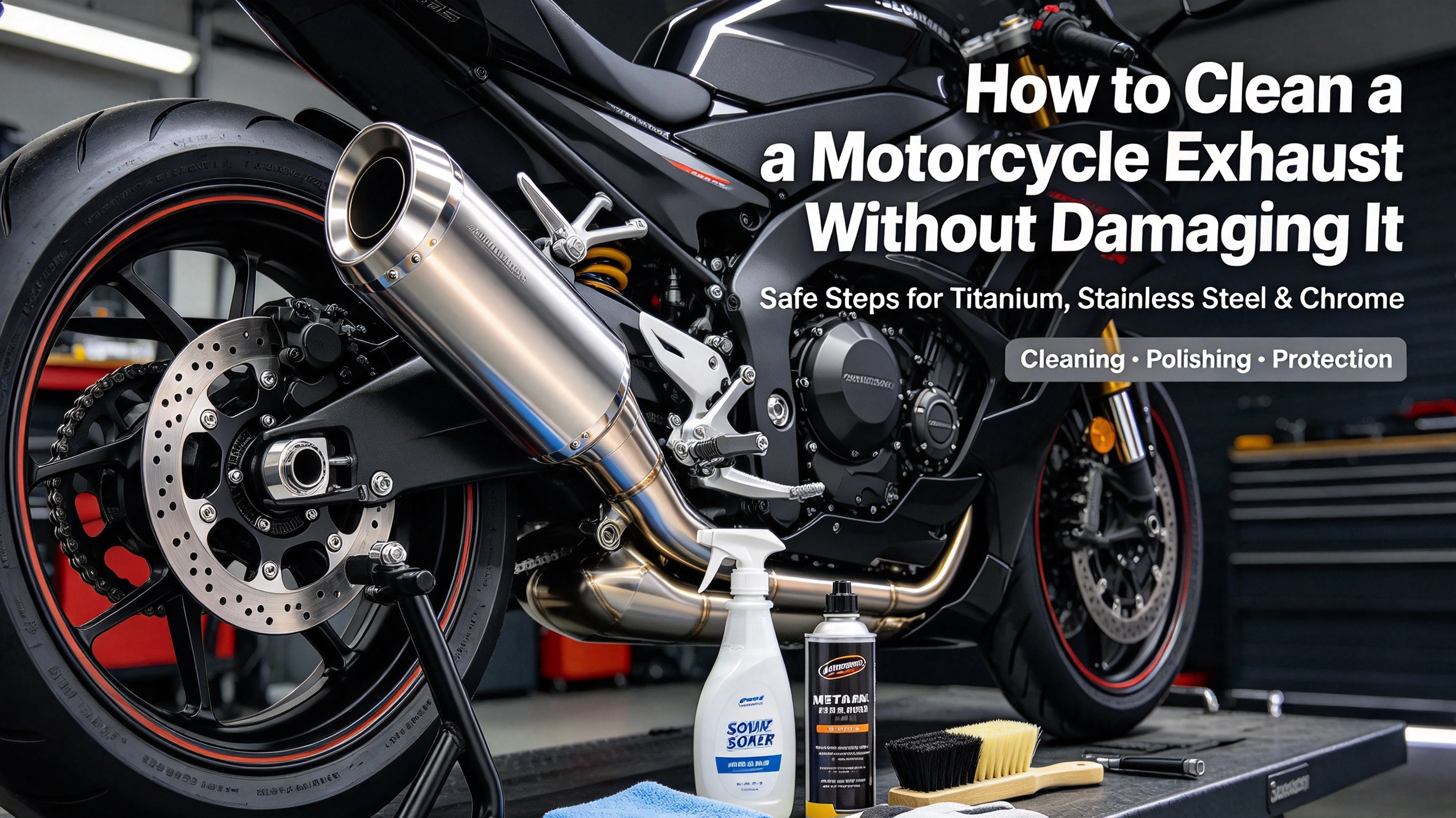 So reinigen Sie einen Motorradauspuff, ohne ihn zu besch&auml;digen